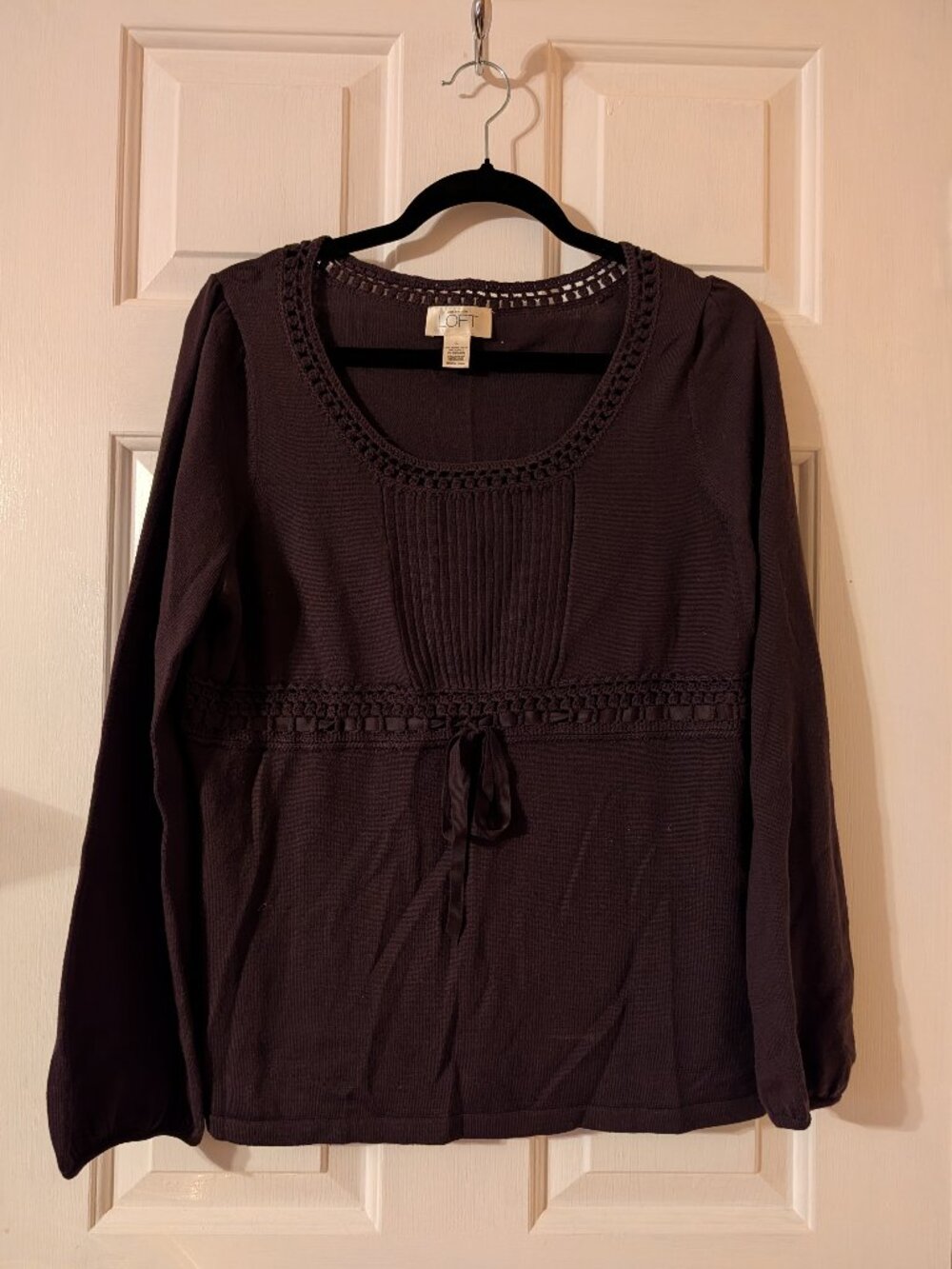 Anne Taylor Loft Brown Sweater with Ribbon ~ L